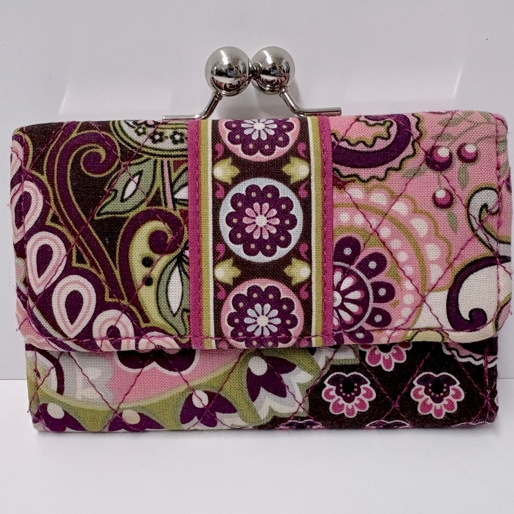 Vera Bradley Very Berry Kiss Lock Trifold Wallet